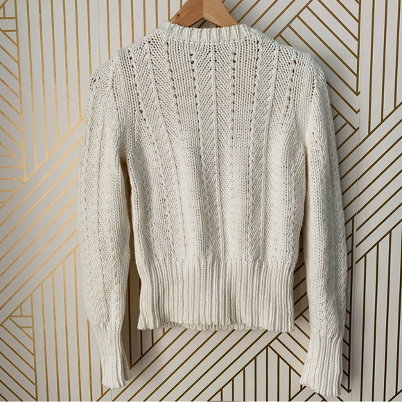 Ann Taylor vintage cotton Cable chunky Knit Braided cotton blend Sweater ribbed - Picture 7 of 10